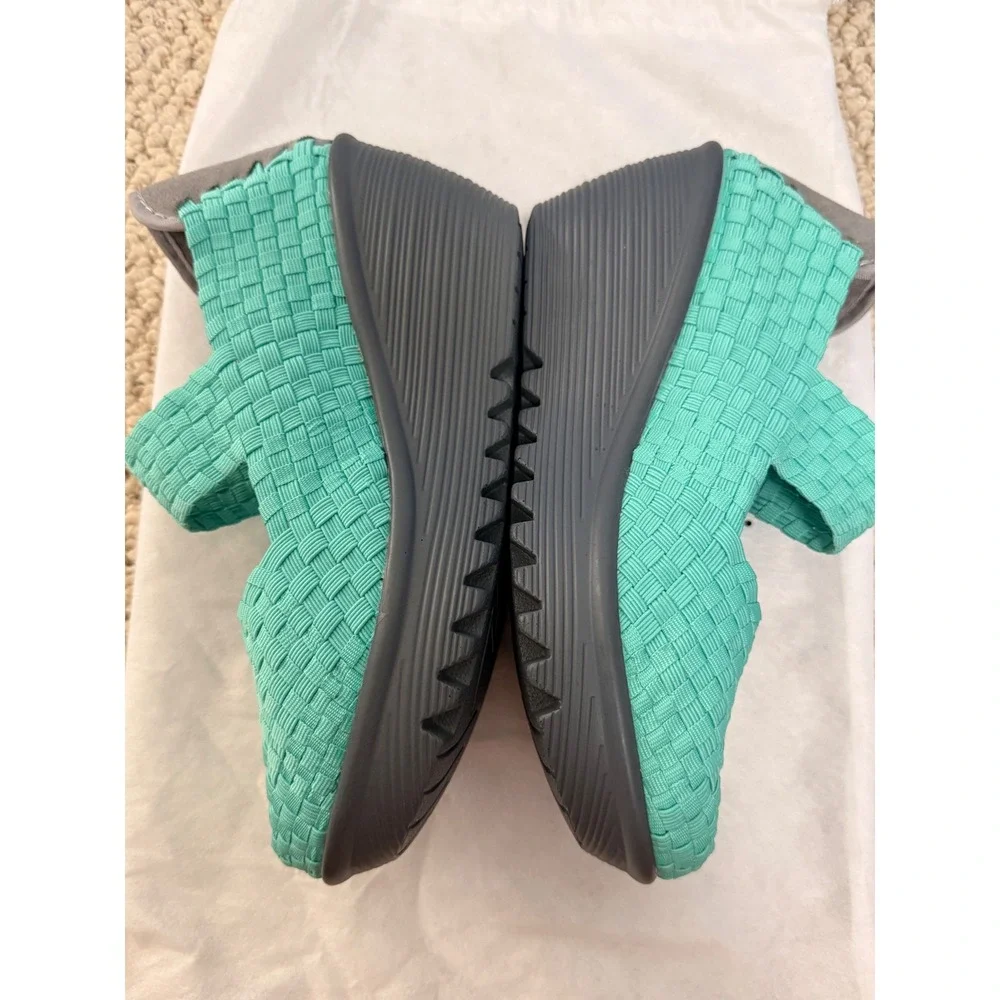 Bernie Mev Woven Wedge Sandals Mint Green Platform NWOT EU 37